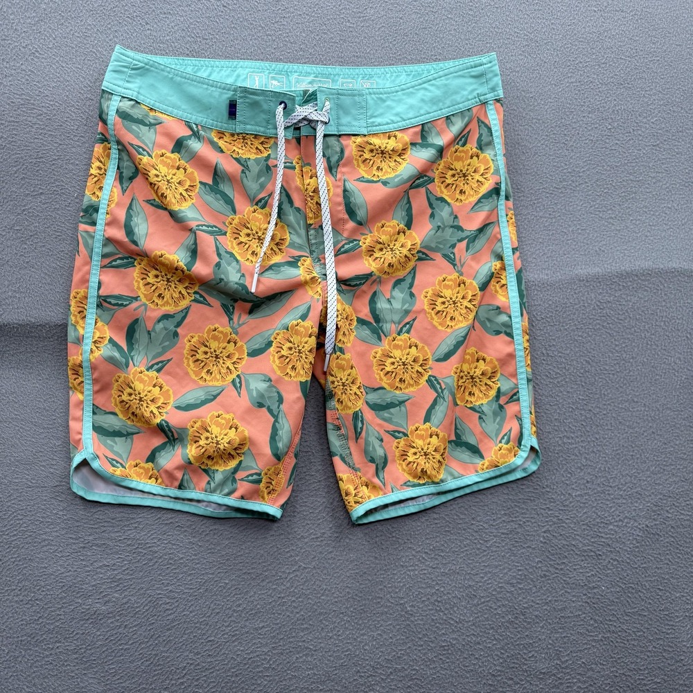 William Murray Board Shorts Mens 30 Floral Swim Trunks UnLined Quick Dry Stretch
